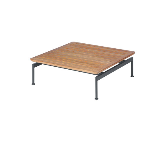 Layout Low Table 80 Square with Teak top (powder coated) (Forge Grey Frame) | Coffee tables | Barlow Tyrie