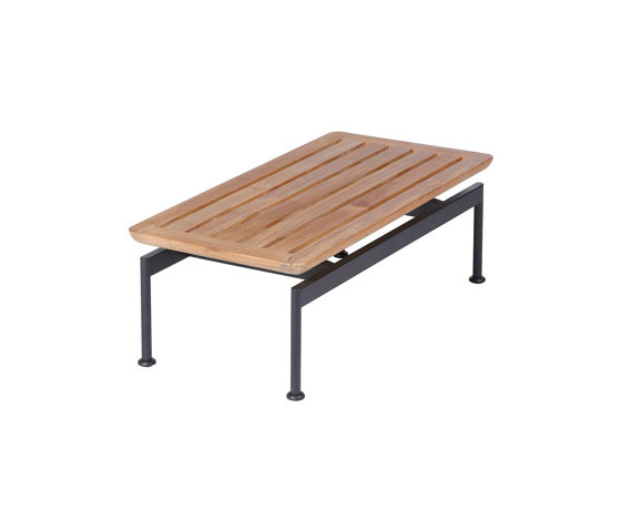 Layout Narrow Low Table 80 Rectangular with Teak top (powder coated) (Forge Grey Frame) | Tavolini bassi | Barlow Tyrie