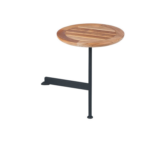 Layout Side Table 40 Ø Circular with Teak top (powder coated) (Forge Grey Frame) | Accessori tavoli | Barlow Tyrie