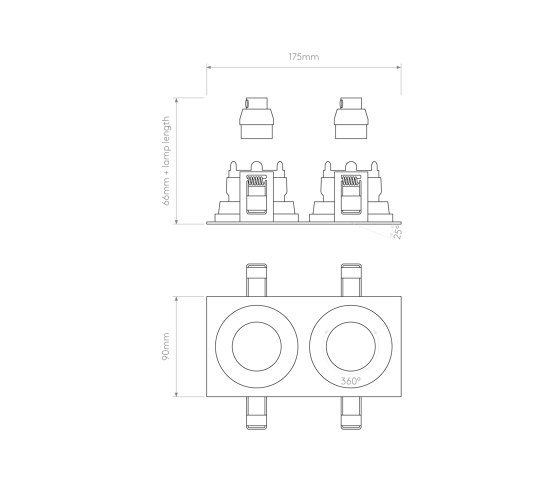 Pinhole Square Twin Adjustable | Matt White | Plafonniers encastrés | Astro Lighting