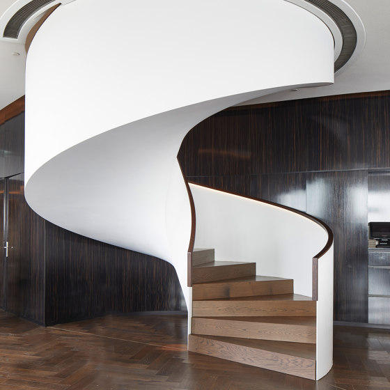 Sculptural stairs in the Hamburg hotel The Fontenay | Staircase systems | MetallArt Treppen