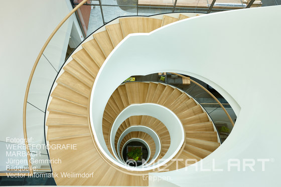 Elegant spiral staircase at Vector in Stuttgart-Weilimdorf | Staircase systems | MetallArt Treppen