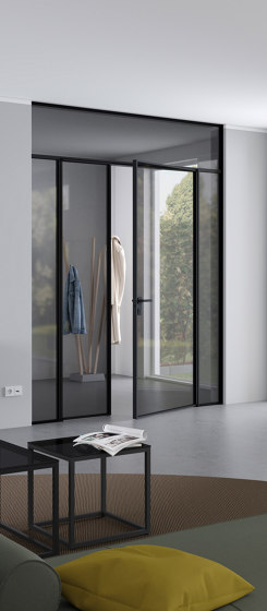 Swing Door Slim Line double-leaf with fanlight and side panel | Porte interni | raumplus