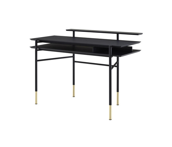Clyde | Desk Top In Black Stained Oak Brass-Effect Steel Base | Desks | Ligne Roset