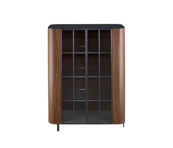 Postmoderne | Display Cabinet Walnut / Gloss Black Marble-Effect / Plomb Lacquer | Display cabinets | Ligne Roset
