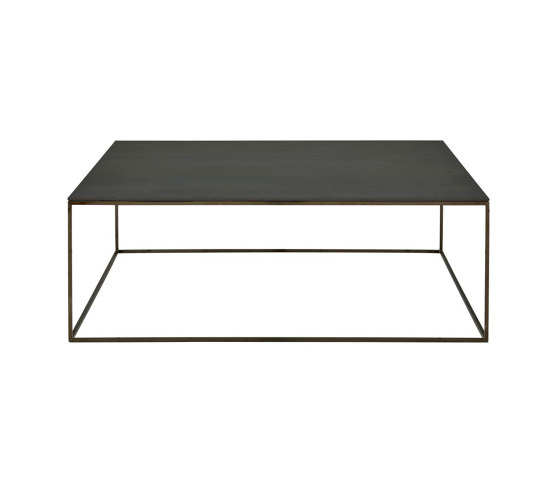 Space | Low Table - Large - Top In Metallic Anthracite Ceramic Stoneware Black Chromed Base | Coffee tables | Ligne Roset