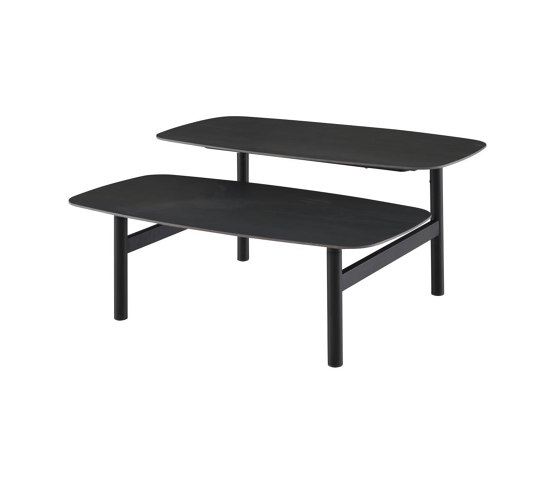 Pantographe | Low Table Top In Metallic Anthracite Ceramic Stoneware Black Lacquered Base | Coffee tables | Ligne Roset