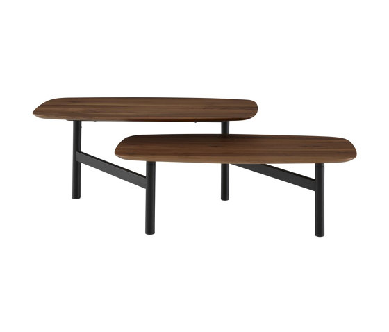 Pantographe | Low Table Walnut Top Black Lacquered Base | Coffee tables | Ligne Roset