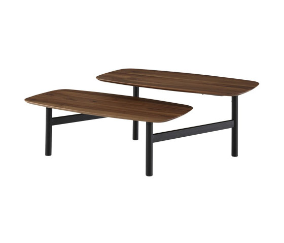 Pantographe | Low Table Walnut Top Black Lacquered Base | Coffee tables | Ligne Roset