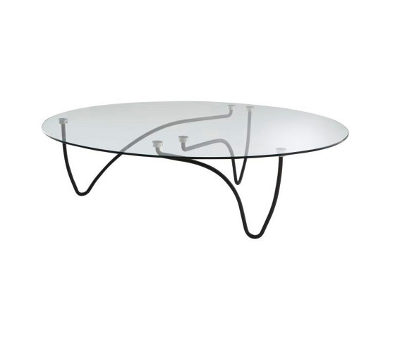 Rythme | Oval Occasional Table Clear Glass Top Black Lacquered Base | Coffee tables | Ligne Roset