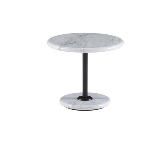 Astair | Small Pedestal Table Black Lacquered Steel Base White Marble Top | Side tables | Ligne Roset