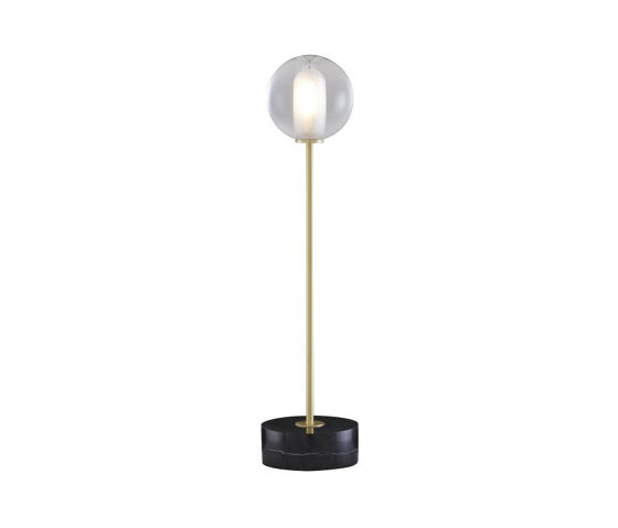 Calot | Lampe A Poser Structure Acier Laitonné / Socle Noir | Luminaires de table | Ligne Roset