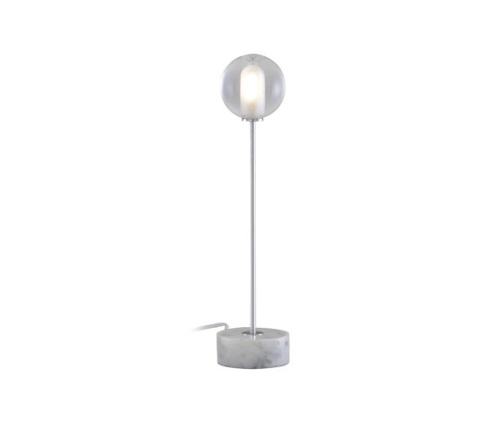 Calot | Table Lamp Chromed Steel Structure / White Base | Table lights | Ligne Roset