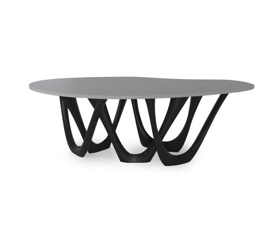G-Table With Carbon Steel Graphite Grey Base And Concrete Top | Dining tables | Zieta