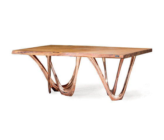 G-Table With Copper Base And Kauri Wood Top | Tables de repas | Zieta