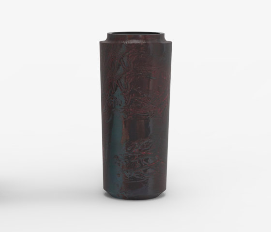 Makino black and dark red urushi textured vases | Vasi | Hiyoshiya