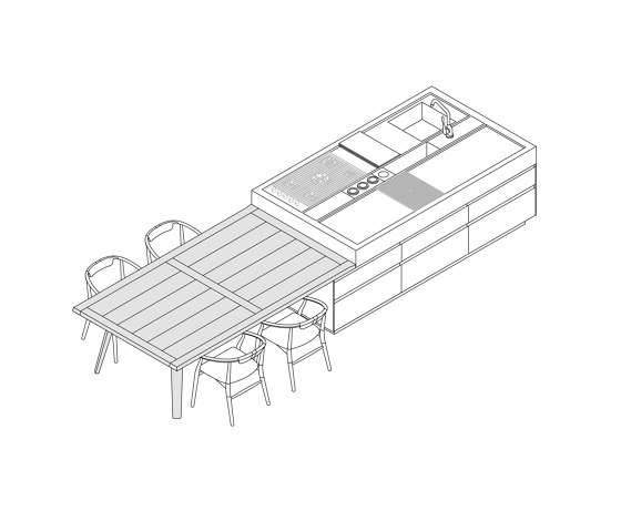 Convivium, Integrierter Tisch | Kücheninseln | Arclinea