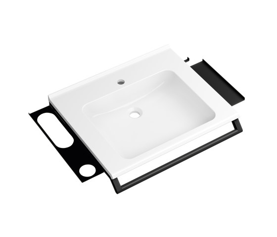Product set washbasin with support rail, 2 shelves and hook | Lavabos | HEWI