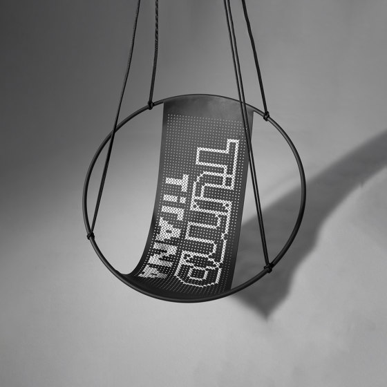 Embroidery Hanging Chair Swing Seat Grey WORDS | Swings | Studio Stirling