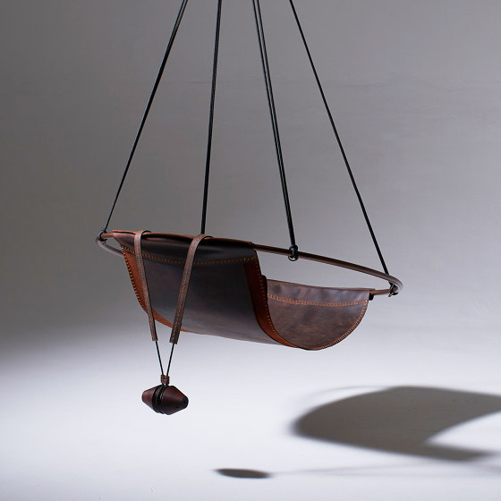 Sling Hanging Chair - Oil Tan Leather | Balancelles | Studio Stirling