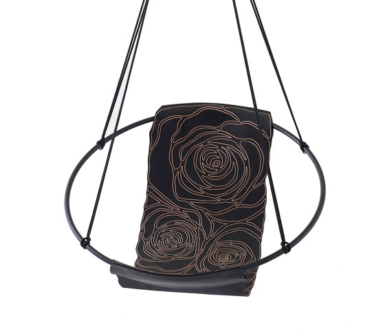 Sling Hanging Chair - Rose Carved Leather | Balancelles | Studio Stirling