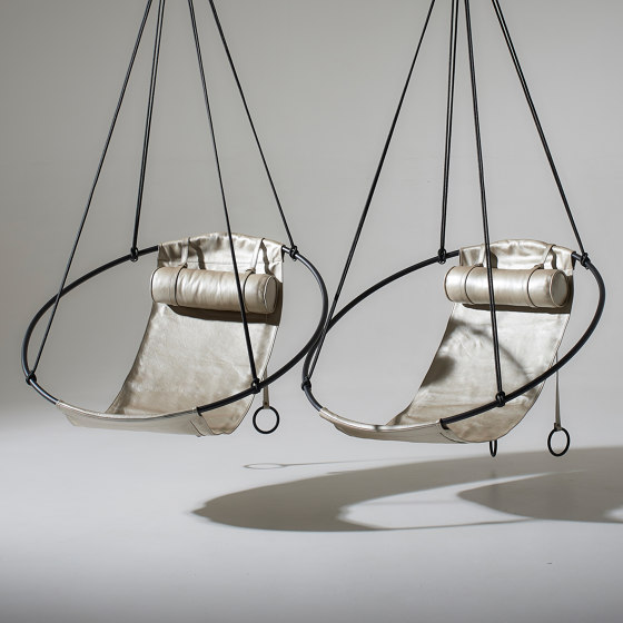 Sling Hanging Chair - Soft Leather Gold | Dondoli | Studio Stirling