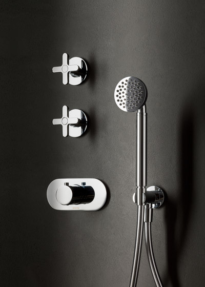 Icona Classic | Monomando termostático ducha empotrado 3/4'' - Llave de paso 3/4'' - Conjunto de ducha | Grifería para duchas | Fantini