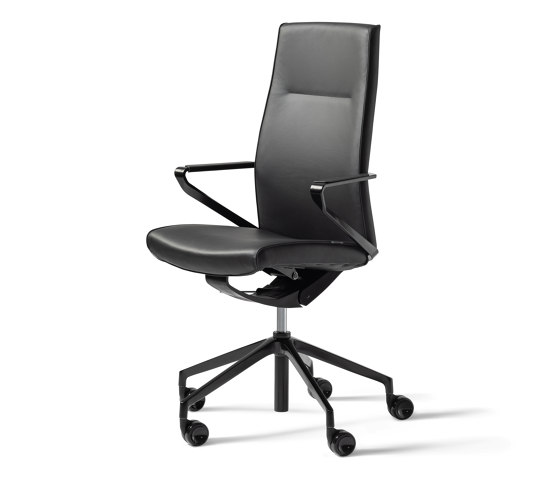 siège tournant avec accoudoirs en aluminium, assise et dossier avec revêtement tissu, cuir | Chaises de bureau | Wiesner-Hager