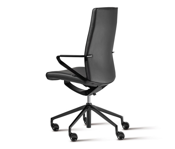 siège tournant avec accoudoirs en aluminium, assise et dossier avec revêtement tissu, cuir | Chaises de bureau | Wiesner-Hager