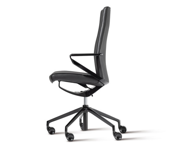 delv swivel chair with armrest, padded  seat and back, leather | Office chairs | Wiesner-Hager