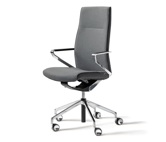 siège tournant avec accoudoirs en aluminium, assise et dossier avec revêtement tissu, matériel | Chaises de bureau | Wiesner-Hager