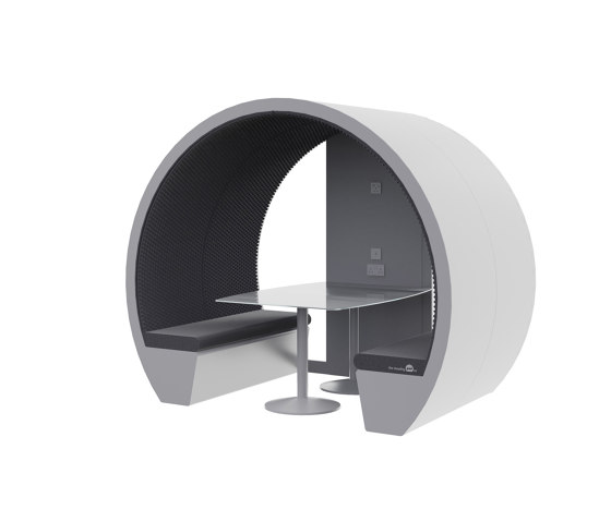 4 Person Part Enclosed Meeting Pod with Glass Back Panel | Sound absorbing architectural systems | The Meeting Pod
