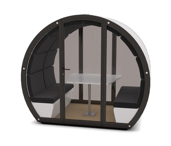 4 Person Outdoor Pod withFront Glass Enclosure and Back Panel | Office Pods | The Meeting Pod