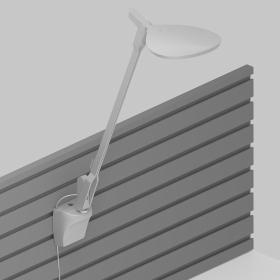 Splitty Desk Lamp with slatwall mount, Silver | Lámparas de pared | Koncept