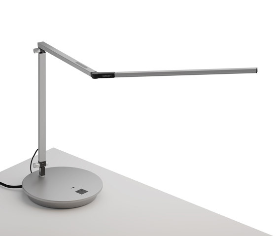 Z-Bar Desk Lamp with power base (USB and AC outlets), Silver | Table lights | Koncept