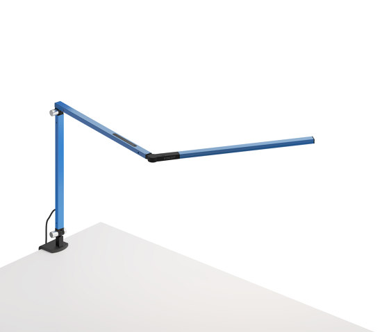 Z-Bar mini Desk Lamp with Metallic Black one-piece desk clamp, Blue | Lampade tavolo | Koncept