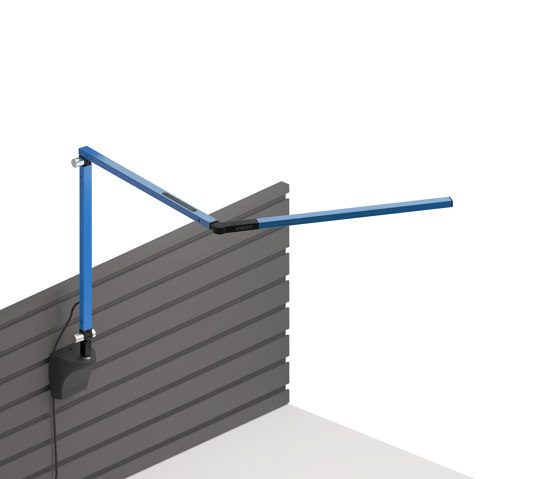 Z-Bar mini Desk Lamp with Metallic Black slatwall mount, Blue | Lampade parete | Koncept