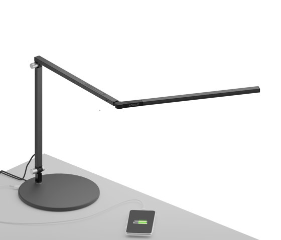 Z-Bar mini Desk Lamp with USB Base, Metallic Black | Lámparas de sobremesa | Koncept