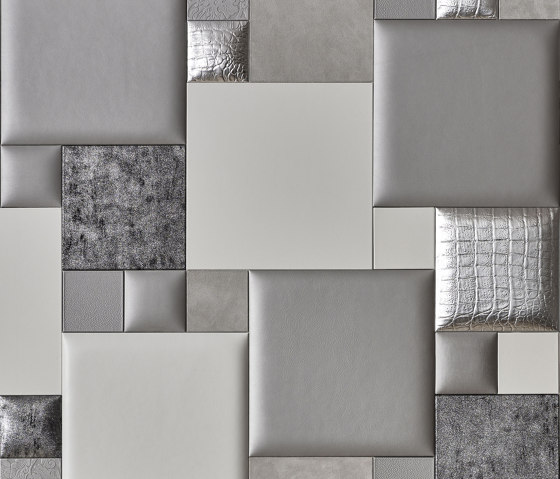 PATTERN 2 Leatherwall Luxury Silver | Leather tiles | Studioart