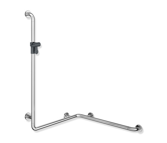 Rail with vertical support bar and shower head holder | Grab rails | HEWI