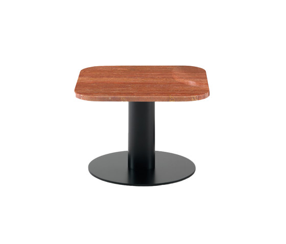 Goya Small Table 50x50 - Square Version with Travertino rosso Top | Mesas auxiliares | ARFLEX