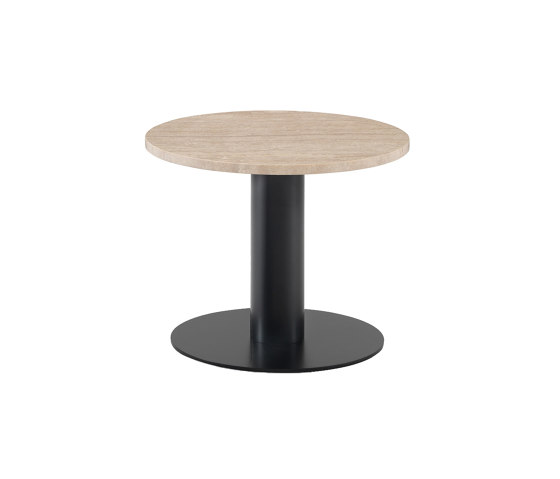 Goya Small table D. 50 H. 40 cm - Round version with Travertino romano Top | Mesas auxiliares | ARFLEX