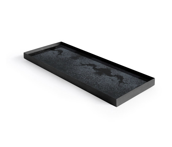 Classic tray collection | Charcoal mirror valet tray - black metal rim - rectangular - L | Trays | Ethnicraft