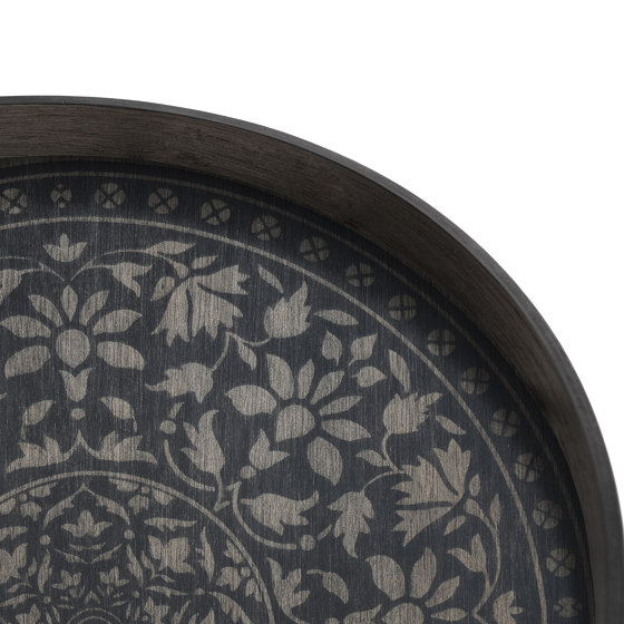 Classic tray collection | Black Marrakesh wooden tray - round - L | Plateaux | Ethnicraft