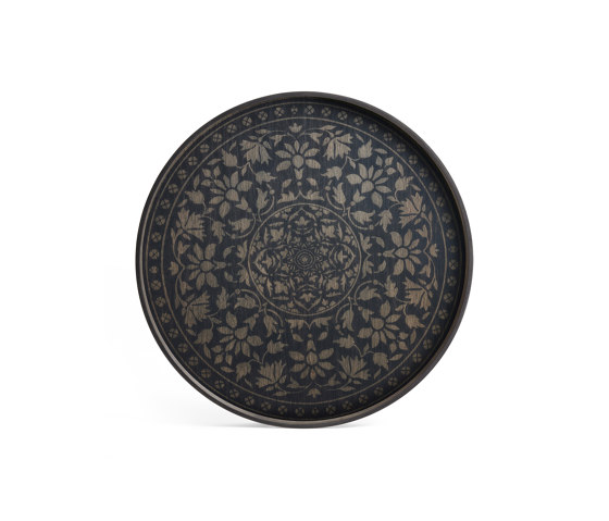 Classic tray collection | Black Marrakesh wooden tray - round - L | Plateaux | Ethnicraft