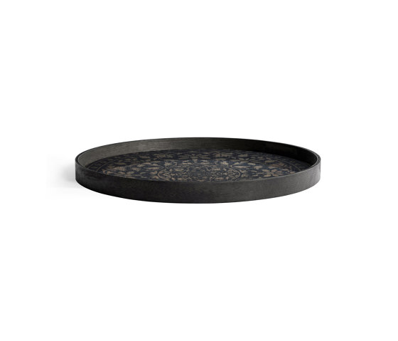Classic tray collection | Black Marrakesh wooden tray - round - L | Tabletts | Ethnicraft