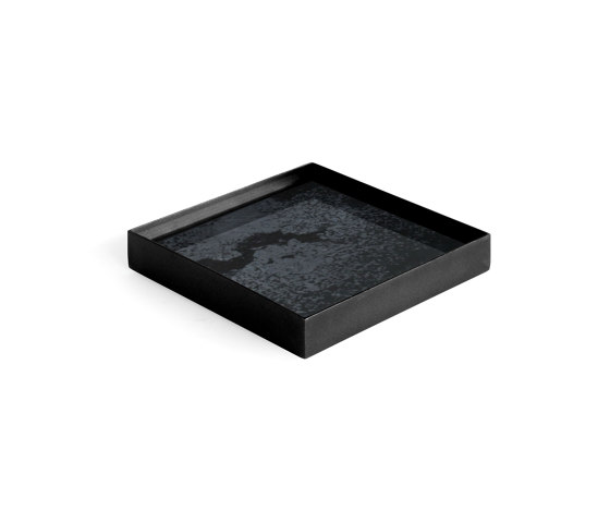 Classic tray collection | Charcoal mirror valet tray - black metal rim - rectangular - S | Trays | Ethnicraft