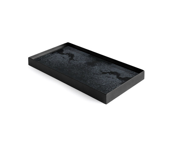 Classic tray collection | Charcoal mirror valet tray - black metal rim - rectangular - M | Bandejas | Ethnicraft