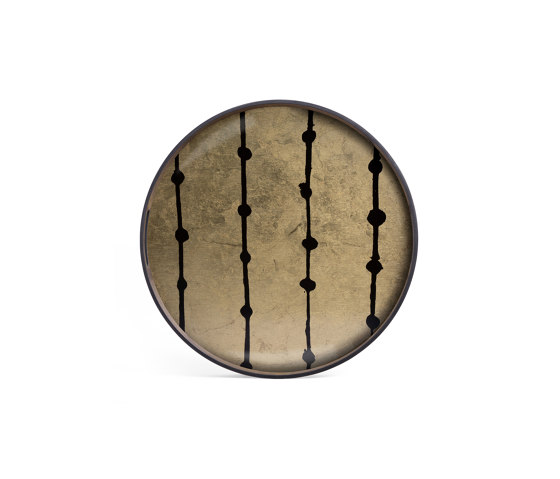 Gilded Layers tray collection | Brown Dots glass tray - round - S | Bandejas | Ethnicraft