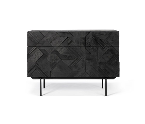 Graphic | Teak black chest of drawers - 3 drawers - varnished | Sideboards | Ethnicraft